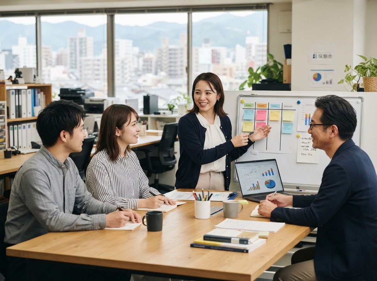 保期舎のチームがデータ分析の設計を検討している様子